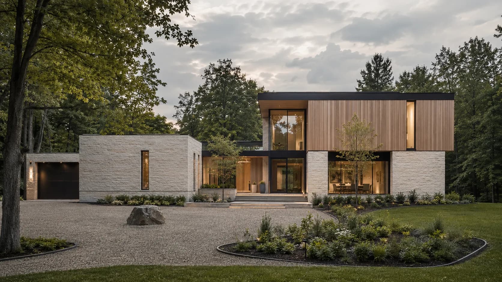 A finished Halstead exterior in late afternoon light
